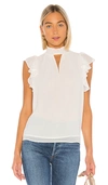 1.state Muse Smocked Neck Keyhole Blouse In Soft Ecru