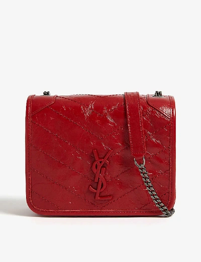 Saint Laurent Niki Leather Wallet-on-chain In Rouge Eros Lthr