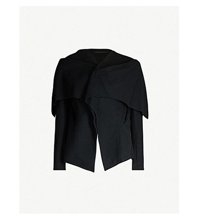 Yohji Yamamoto Fitted Cropped Wool-blend Jacket In Black