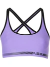 Adam Selman Sport Branded Stretch-jersey Sports Bra In Purple ,black