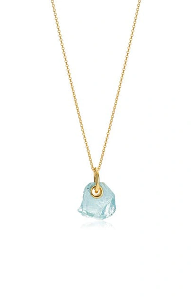 Monica Vinader Yellow Gold Vermeil And Aquamarine Caroline Issa Pendant Necklace In Blue