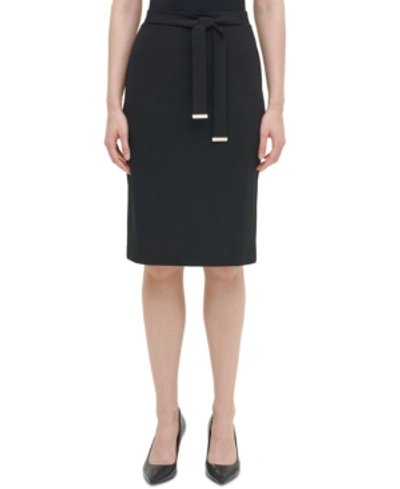 Calvin Klein Belted Pencil Skirt In Black