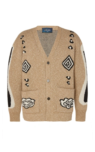 Lost Daze Desert Signs Intarsia Cotton And Cashmere-blend Cardigan In Neutral