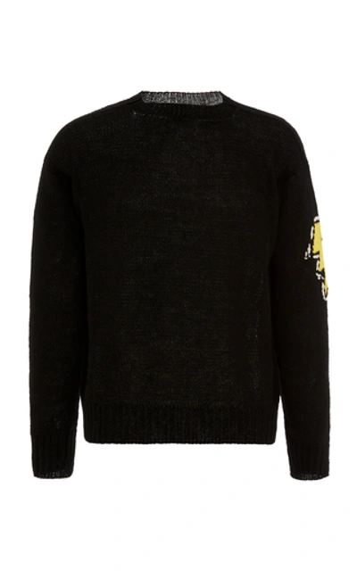 Prada Intarsia-knit Wool Sweater In Black