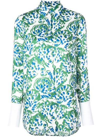 Victoria Victoria Beckham Floral-print Crepe Shirt In Green