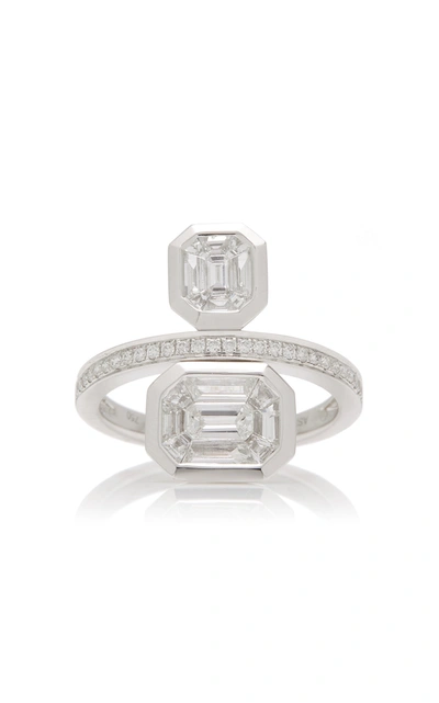 As29 Duplex Illusion 18k Gold Diamond Ring In White
