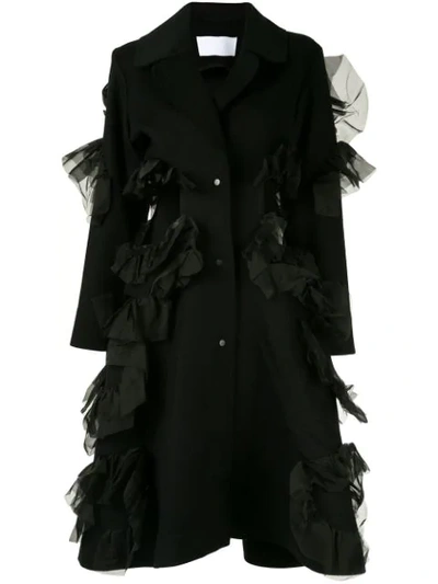 Roberts Wood Cut-out Ruffle Coat In Black