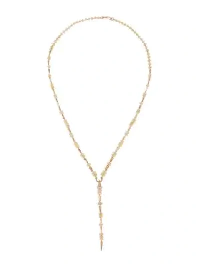 Etho Maria Women's Misty 18k Rose Gold, Diamond & Opal Spear Lariat Necklace