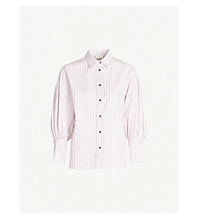 Sandro Noale Windowpane Check Button-up Cotton Shirt In Pink