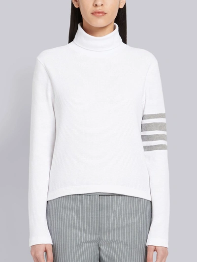 Thom Browne 4-bar Stripe Turtleneck Jumper In White