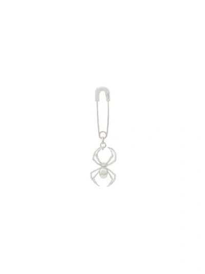 Ambush Spider Safety Pin Mono Earring In Silver