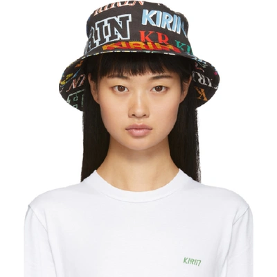 Kirin Black Denim  Typo Bucket Hat In Blk Multi