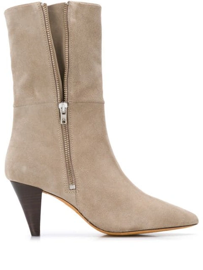 Iro Lilia High Heels Ankle Boots In Taupe Suede