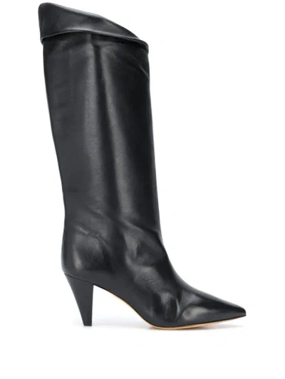 Iro Deer High Heels Boots In Black Leather