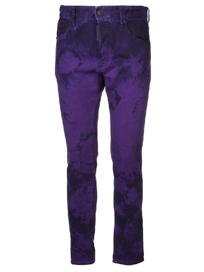 Dsquared2 Slim Tie-dye Jeans In Purple