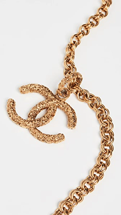 Pre-owned Chanel Gold Rough Cc Necklace