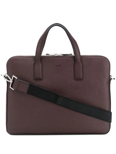 Hugo Boss Zipped Laptop Bag In Brown