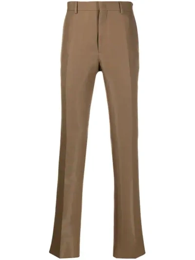 Fendi Straight-leg Wool Trousers In Neutrals