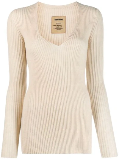 Uma Wang Ribbed Knitted Jumper In Neutrals