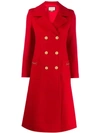 Gucci Double-breasted Horsebit Coat In Red