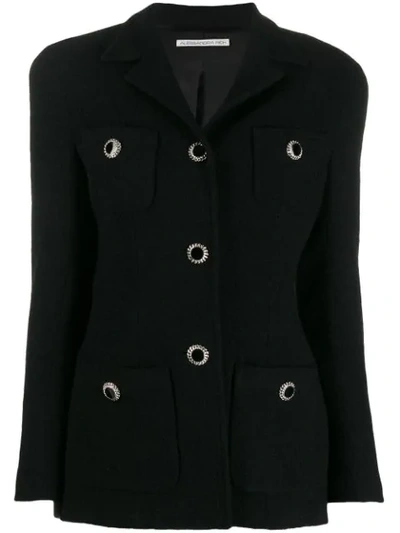 Alessandra Rich Tailored Decorative Button Jacket In 900 Black