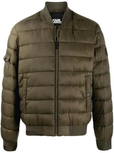 Karl Lagerfeld Quilted Bomber Jacket In Green