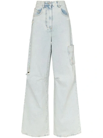 Off-white Oversized Tomboy Bleach-wash Jeans In Blue