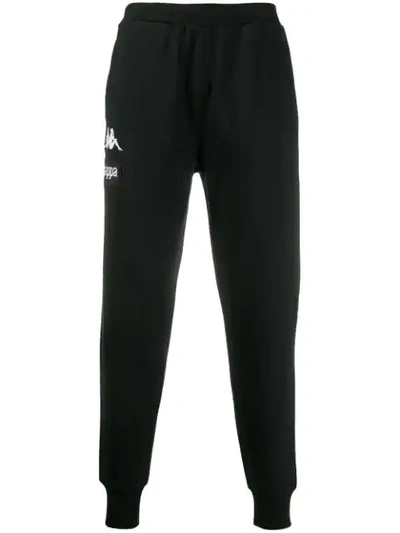 Kappa Embroidered Logo Track Trousers In 901 Black  White