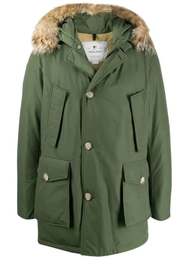 Woolrich Arctic Parka With Fur Trimmed Hood In Khaki