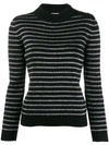 Saint Laurent Metallic Stripes Jumper In Black