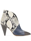 Isabel Marant Archenn Snake-effect Leather Ankle Boots In Blue