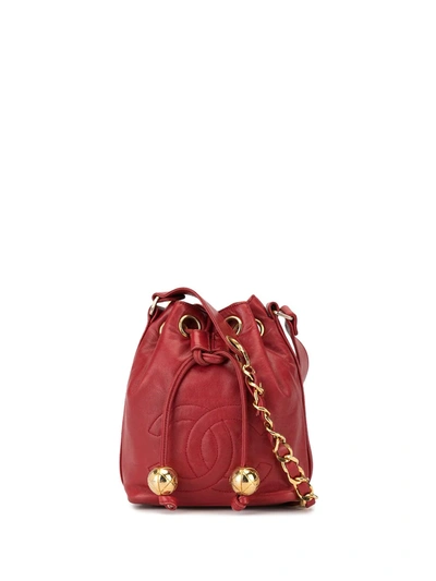 Pre-owned Chanel 1995 Interlocking Cc Bucket Bag In Red