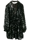 Msgm Sequins Short Dress In Black