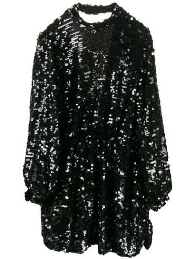 Msgm Sequins Short Dress In Black