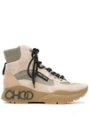 Jimmy Choo Inca/f White Sand And Natural Crosta Suede, Calf And Technical Mesh Trainers In Neutrals