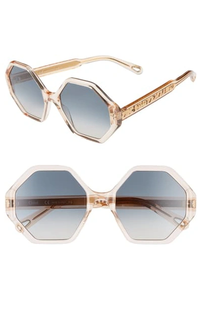 Chloé Women's Octagonal Sunglasses, 55mm In Transparent/ Blue