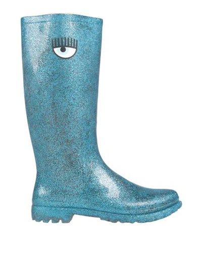 Chiara Ferragni Knee Boots In Turquoise