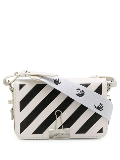Off-white Diagonal Stripe Mini Flap Bag In White