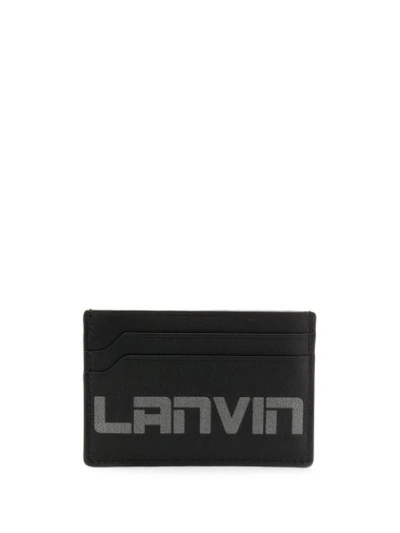 Lanvin Logo Embossed Leather Card Holder In 10 Black