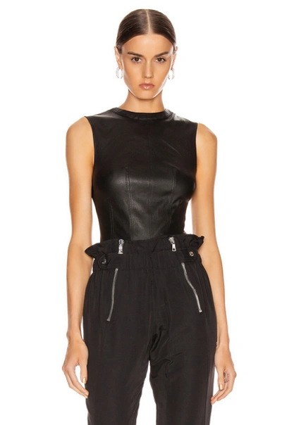 Rta Claire Leather And Stretch-jersey Bodysuit In Nightlife 2