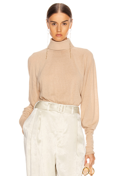 Lemaire Second Skin Turtleneck Top In Neutral In Ginger Beige | ModeSens