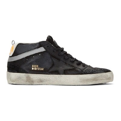 Golden Goose Mid-star High-top Leather Sneakers In Black