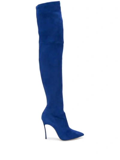 Casadei Knee-length Stiletto Boots In Blue