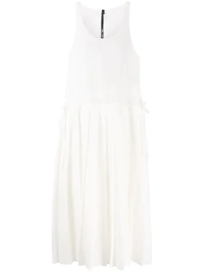 Sara Lanzi Contrast Pleated Dress In White