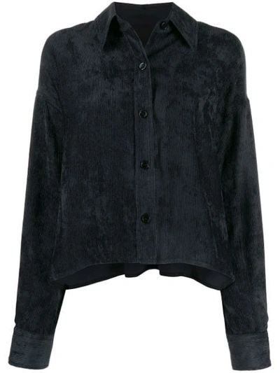 Isabel Marant Cropped Corduroy Button-up Shirt In Black