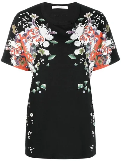 Givenchy Floral Print T-shirt In Black