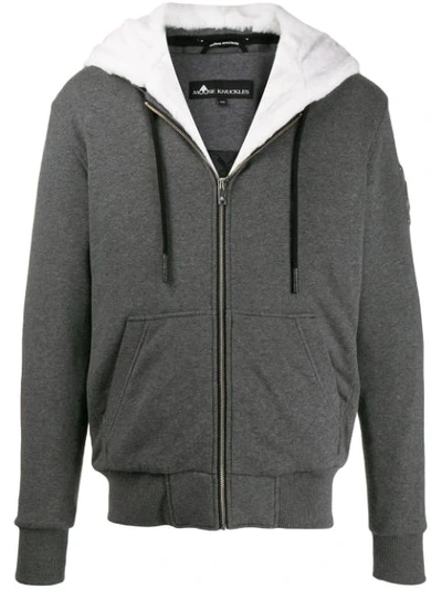 Moose Knuckles Faux Fur Trimmed Jacket In Grey