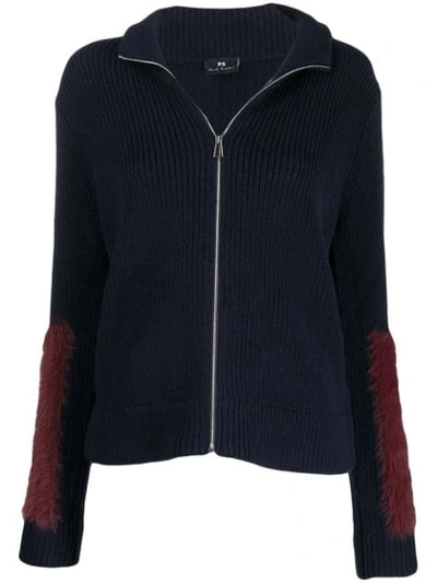 Ps By Paul Smith Faux Fur Trimmed Jacket In Blue