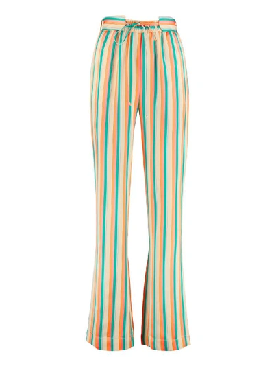 Pinko Giorgia High-waist Wide-leg Trousers In Multicolor