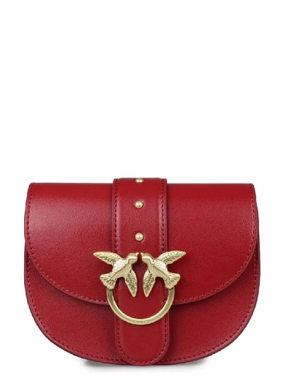 Pinko Baby Round Love Leather Crossbody Bag In Red